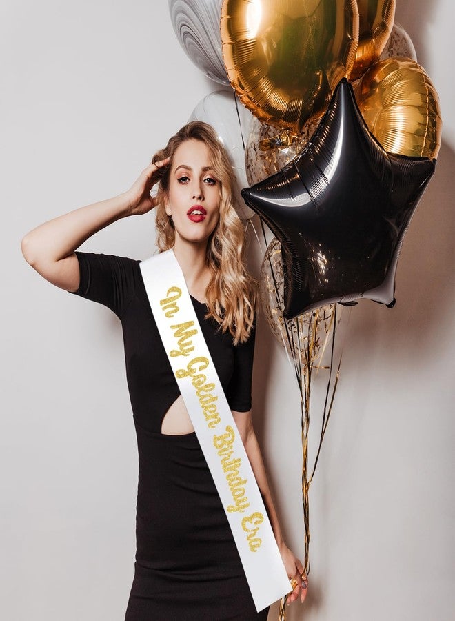 RTMISA In My Golden Birthday Era Sash with Gold Giltter, White Happy Golden Birthday Sash for Teens, Women and Men, Gril and Boy, Gold Birth Day Party Decorations Supplies Gifts Ideas - Image 4